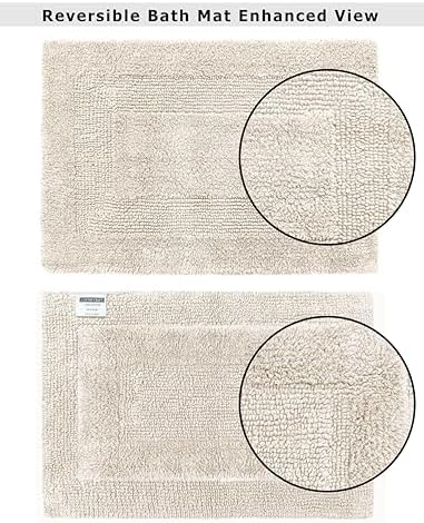 COTTON CRAFT 2 Pack Reversible Bath Mat - Soft Plush Bath Rug -20x30- Linen