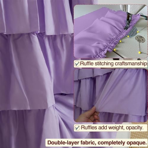 Purple Ruffle Shower Curtain for Bathroom, 36 x 72 inch, 1 Panel