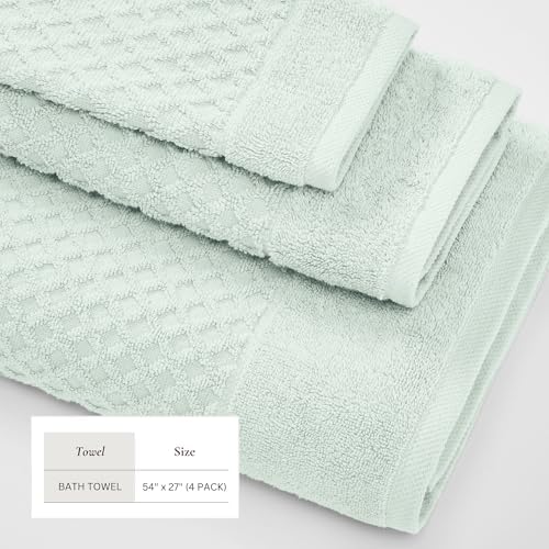 Great Bay Home Bath Towels - 100% Cotton 4 Pack 54x27 Bath Towel Set - Absorbent, Durable, Quick-Dry Towels for Bathroom (Pastel Blue)