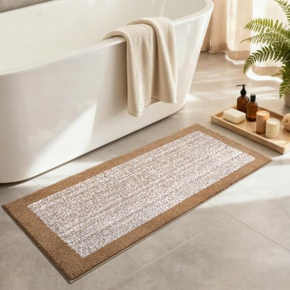 48x17 Long Bathroom Rugs Non Slip Washable, Soft Absorbent Bath Mat Coffee