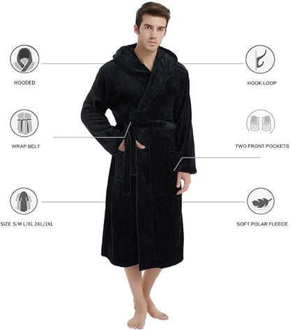 U2SKIIN Mens Hooded Robe, Plush Robes for Men Long Fleece Bathrobe