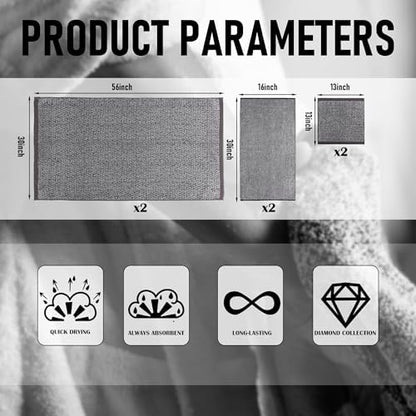 Everplush Diamond Jacquard 6 Pieces Bath Towel Set, Luxury Super Soft Oversized Towels, Highly Absorbent Diamond Jacquard Quick Dry Bath Towel for Lavender Towels Bathroom Sets