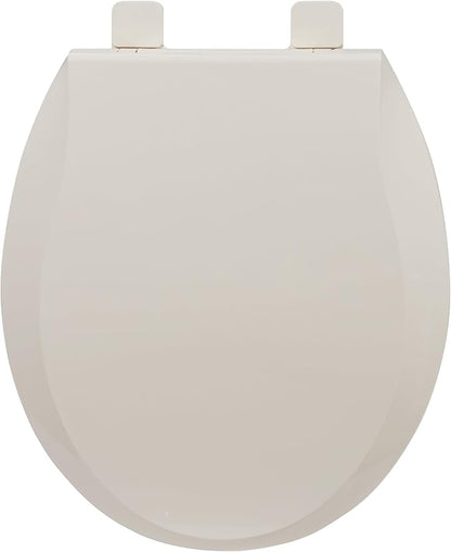 Round Toilet Seat for Adult and Child, Built-In Potty Training with Soft Quiet Close Non-Slip Design, Magnetic Children's Seat for Round/Oval Toilets, Almond, Easy to Install and Clean