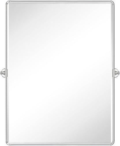 TEHOME Pivot Mirror Chrome Tilt Bathroom Vanity Mirror Large Metal Framed Rectangle Tilting Beveled Vanity Mirrors for Wall, Vertical Hanging, Overall 34.14 x 40 inches (Mirrror 30 x 40 inches)