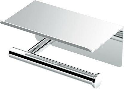 Gatco 1420 Latitude II Toilet Paper Holder with Shelf, Wall Mounted Bathroom Tissue Holder, Chrome