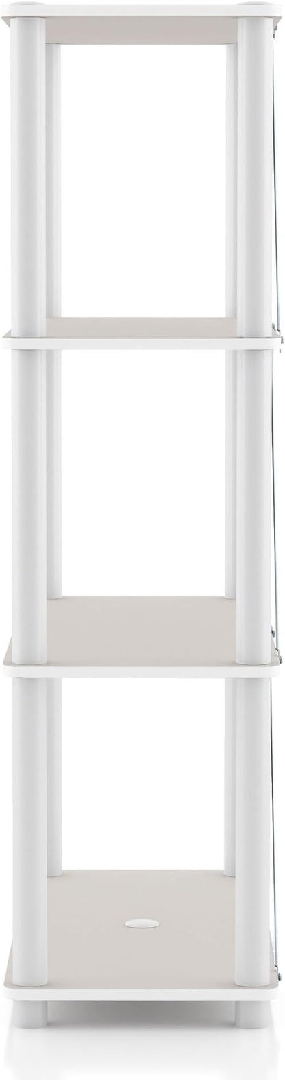 Homes: Inside + Out Apexa Modern 4-Tier Wide Shelving Units, Collectibles Display Shelves, Easy Assembly Standing Shelf, Home Storage Organizer for Living Room, Bedroom, Office, Taupe Grey