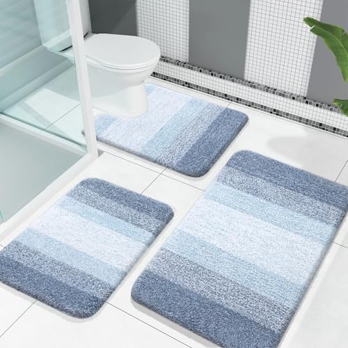 OLANLY Microfiber Bathroom Rugs Sets 3 Piece, 30"x20"+24"x16"+24"x20"