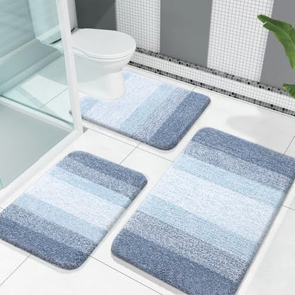 OLANLY Microfiber Bathroom Rugs Sets 3 Piece, 30"x20"+24"x16"+24"x20"