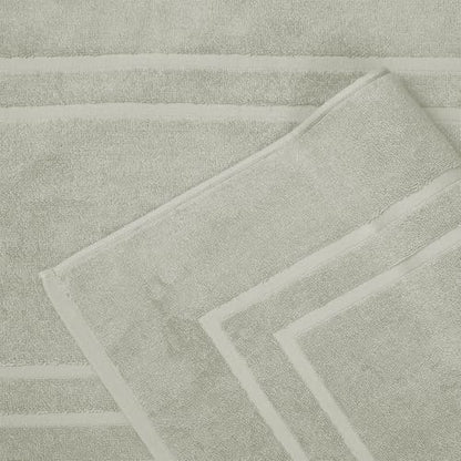 Feather & Stitch 2 Piece Towel Like Bath Mats (30x21 Inch) 100% Cotton Terry Bath Mats, Bathroom Shower Floor Mats [NOT A Bathroom Rug], Soft Absorbent Washable Mats - Silver Birch