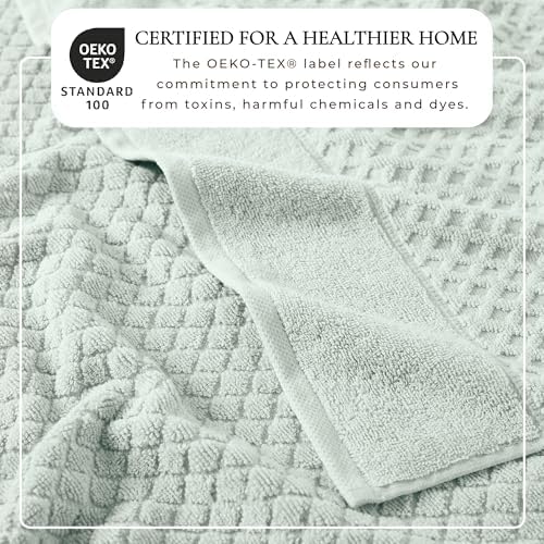 Great Bay Home Bath Towels - 100% Cotton 4 Pack 54x27 Bath Towel Set - Absorbent, Durable, Quick-Dry Towels for Bathroom (Pastel Blue)