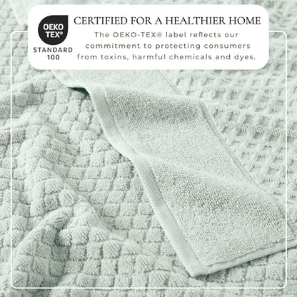 Great Bay Home Bath Towels - 100% Cotton 6 Piece Towel Set - Diamond Waffle Weave - Absorbent, Durable, Quick-Dry Towels for Bathroom (Pastel Blue)