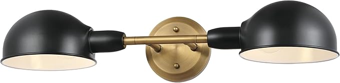 Westinghouse 6130800 Langhorne Transitional Two Light Wall Fixture, Matte Black and Brushed Brass Finish