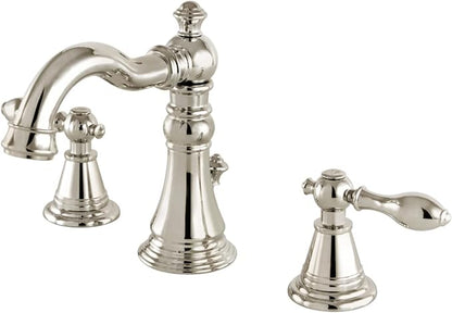Fauceture FSC1979AL English Classic Widespread Bathroom Faucet with Brass Pop-Up, Polished Nickel