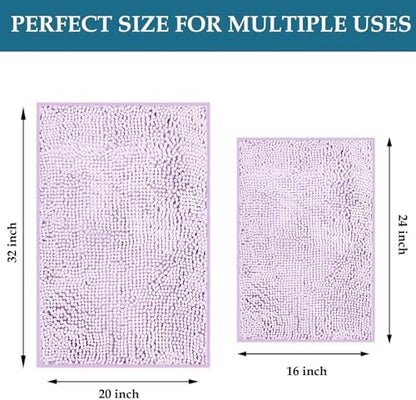 RUN HELIX Bath Mat Rug,24x17+20x32 Inches, Non-Slip Bathroom Rug Set 2 Piece, Comfortable, Soft, Super Water Absorption, Thick Bath Rugs, Easier to Dry for Bathroom Floor Rugs, Lavender Purple