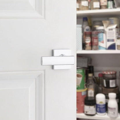 Kwikset Breton Dummy Door Handle, Single Sided Lever for Closets, French Double Doors, and Pantry, Polished Chrome Non-Turning Reversible Interior Push/Pull Lever