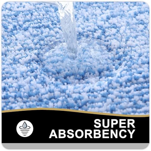 OLANLY Large Bathroom Rugs 40x32, Soft Absorbent Microfiber Bath Rugs, Blue