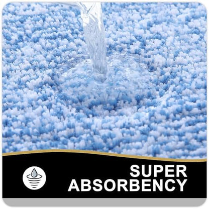 OLANLY Large Bathroom Rugs 47x32, Soft Absorbent Microfiber Bath Rugs, Blue