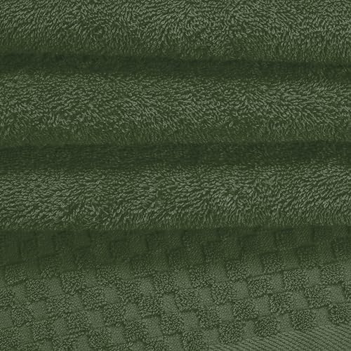 MyOwn Ultra Soft 3 Pack Cotton Towel Set, Contains a Bath Towels 28x55 inch, a Hand Towels 16x24 inch & a Wash Coths 12x12 inch, Ideal Everyday use, Compact & Lightweight - Olive Green
