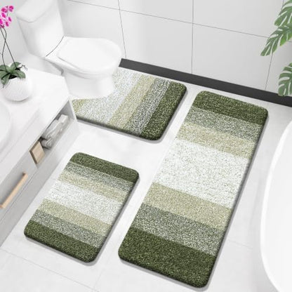 OLANLY Microfiber Bathroom Rugs Sets 3 Piece, 47"x20"+24"x16"+24"x20"