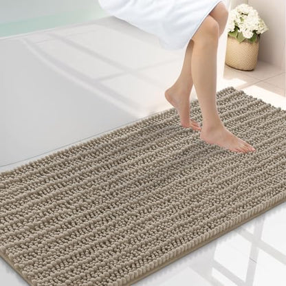 Smiry Bathroom Rugs 47X24, Extra Soft Rubber Backing Chenille Bath Mats