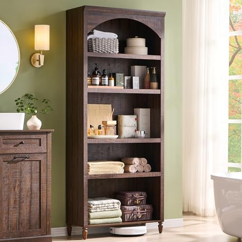 IFBUY 76" Arched Bathroom Storage Cabinet, Large Arched Cabinet, Brown