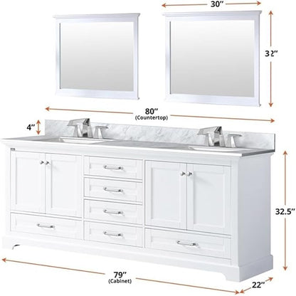Dukes 80 in. W x 22 in. D White Double Bath Vanity