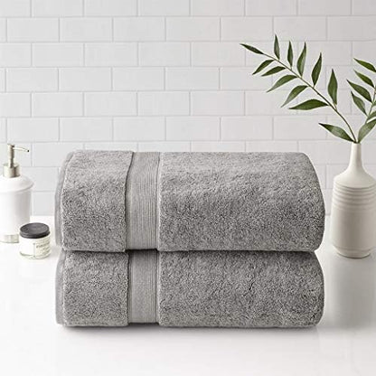 Madison Park Cotton Bath Sheet 2 Piece Oversized, 800GSM, 34" x 68" Silver