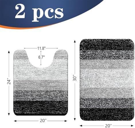 OLANLY Micorfiber Bathroom Rug Set 2 Piece, 30"x20"+U-Shaped 24"x20"