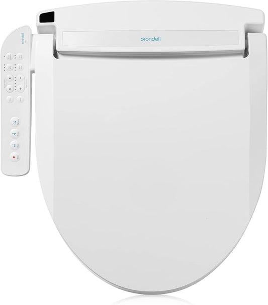 Brondell LT89 Electric Bidet Toilet Seat, Fits Round Toilets, White – Side Arm Control, Warm Water Wash, Strong Wash Mode, Stainless-Steel Nozzle, Nightlight and Easy Installation