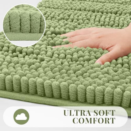 Bcoimo Small Bath Rug Mat,Sage Chenille High Absorbent Bathroom Floor Mats