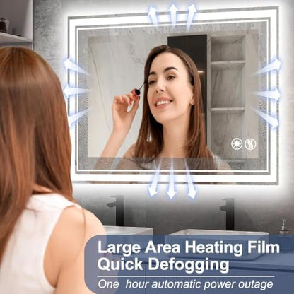 LED Bathroom Mirror 32“ x 40”, Anti-Fog, Dimmable 3 Colors