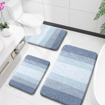 OLANLY Microfiber Bathroom Rugs Sets 3 Piece, 36"x24"+24"x16"+24"x20"