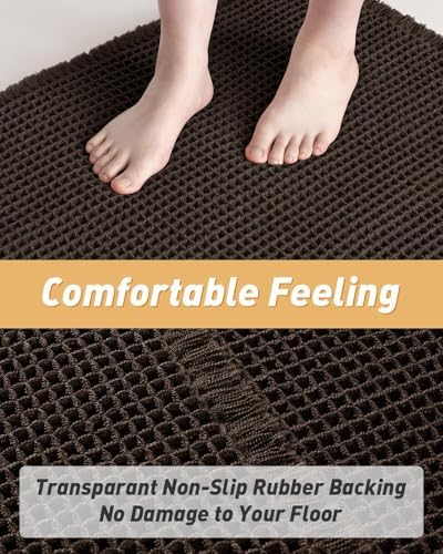 Upgraded Waffle Bath Mat Ultra Absorbent Non Slip Bathroom Mat, 17" x 24"