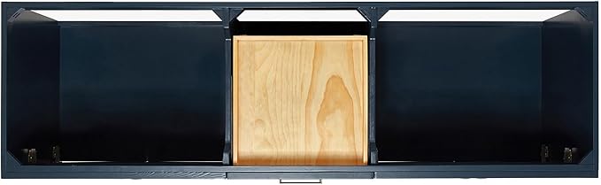DKB Bradford 72 Inch Bathroom Vanity Double Sink — Midnight Blue Bathroom Vanity with Sink, 1.5" Edge Carrara White Countertop & Backsplash, 4 Soft-Close Doors, and 3 Dovetail Drawers