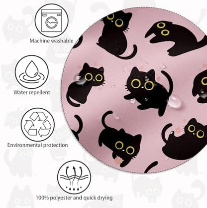 APROPHIC Cute Cat Shower Curtain 72x72 Inches, Funny Black Kitten Pattern Waterproof Polyester Bathroom Decor for Bathtub, Machine Washable Privacy Curtain for Bathroom, Bedroom with 12 Hooks Pink