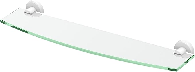 Gatco 5486 Locke Glass Shelf, Matte White/Wall Mounted 20.13" X 5.38" Tempered/Floating Rectangle Glass Shelf for Bathroom