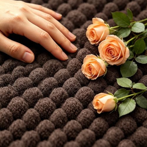 SUBRTEX Bathroom Rugs, U Shaped Chenille Bath Rug 24" x 20" Soft Short Plush Bath Mat Soft Shower Mat Water Absorbent Shower Mat Quick Dry Machine Washable, Chocolate