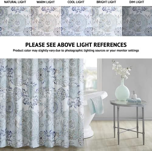 Madison Park Isla Shower Curtain for Bathroom, Cotton, 72 x 72, Blue