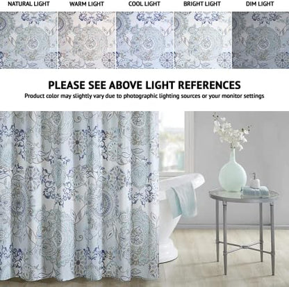 Madison Park Isla Shower Curtain for Bathroom, Cotton, 72 x 72, Blue