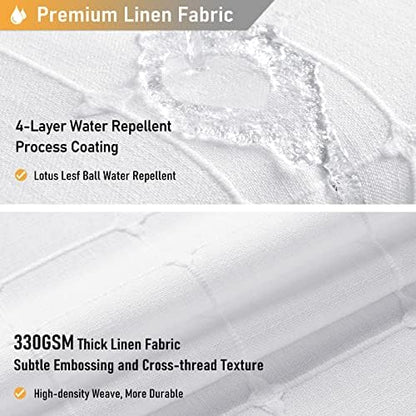 BTTN 54x78 Boho Farmhouse Linen Heavy Duty Fabric Shower Curtain Set, White