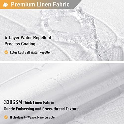 BTTN Boho Long Shower Curtain, 72x78 Inch Long Linen Ultra Thick Fabric Shower Curtain Set with Plastic Hooks, Tall Modern Farmhouse Country Neutral Textured Cloth Shower Curtains for Bathroom, White