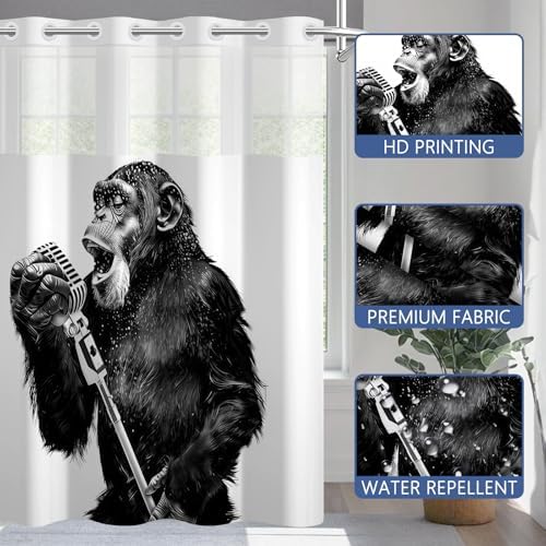 No Hook Shower Curtain with Snap in Liner 71x74 Inch