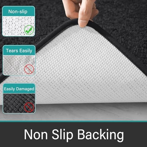 LOCHAS Bathroom Rug Runner 24x60 Inch, Bath Rugs Non Slip, Dark Grey