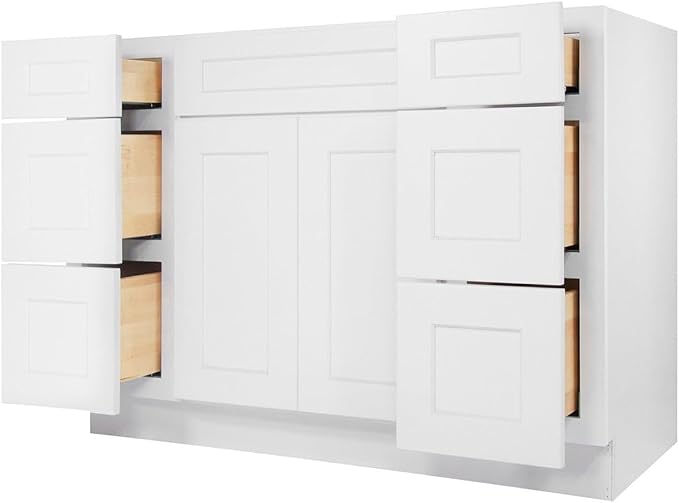 Furinno Shaker Two Drawer Stack Bath Vanity Cabinet Without Top, Ready to Assemble, 21 D x 48 W x 34.5 H, White