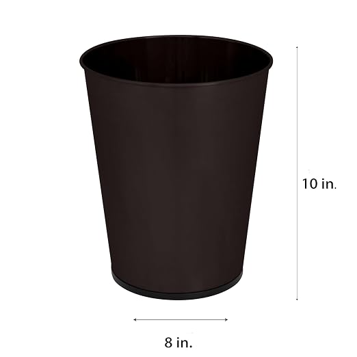 Bath Bliss 5 Liter Small Wastebasket | Round Open Top | Trash Can | Bathroom | Bedroom | Kitchen | Office | Dorm | Disposal Waste Bin | Garbage | Oil Rubbed Bronze