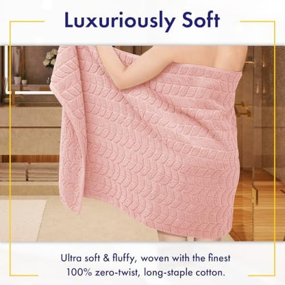 Alusa Home Ultra Soft & Stylish 700 GSM Luxury Bath Sheets | Pack of 2 | Extra Large 35x70 Inches | 100% Zero-Twist, Long-Staple Cotton | Remarkably Absorbent (Blush Pink)