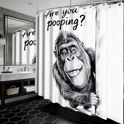 Extra Long Shower Curtain Fun Monkey Clawfoot Tub, 108 x 72 in