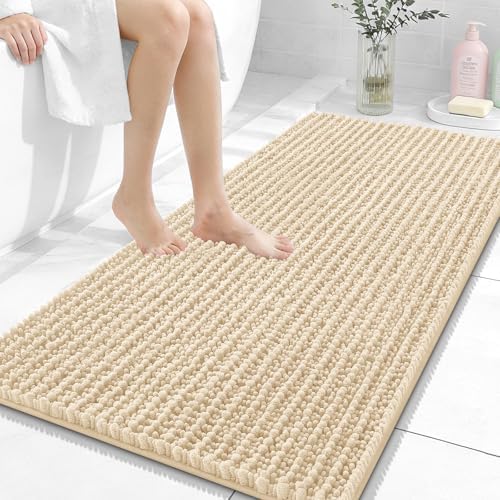 OLANLY Bathroom Runner Rugs 47x24, Thick Soft Absorbent Chenille Bath Rugs