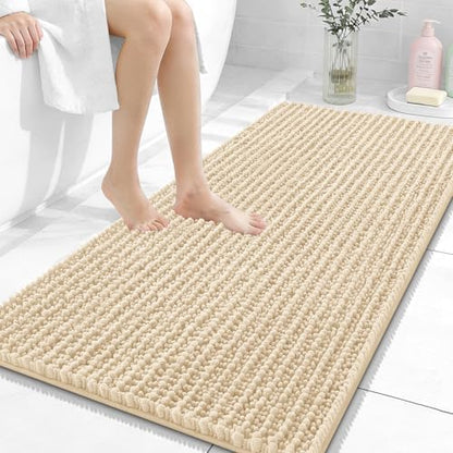 OLANLY Bathroom Runner Rugs 47x24, Thick Soft Absorbent Chenille Bath Rugs