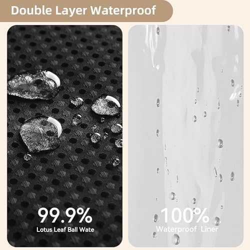 Shower Curtain and Liner Set, 3 in 1 Waffle Shower Curtain Set with 12 Double Sided Shower Curtain Hooks, Fabric Shower Curtains for Bathroom, Black, 72 x 72